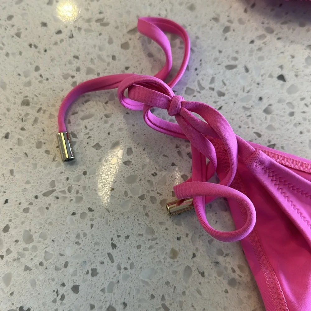 Melissa Odabash Hot Pink Ring-Accent Triangle Bikini
